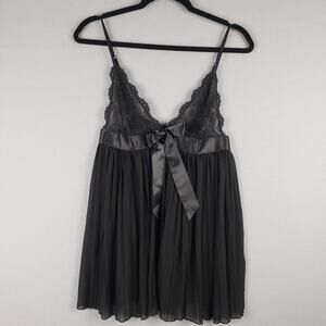 Victoria's Secret Size M Lingerie Slip Dress Black Lace Chemise Sexy Dark‎ Fairy